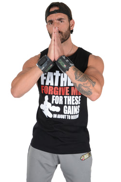 BSL Father Forgive Me Muscle Tank Cut-Offs - Black
