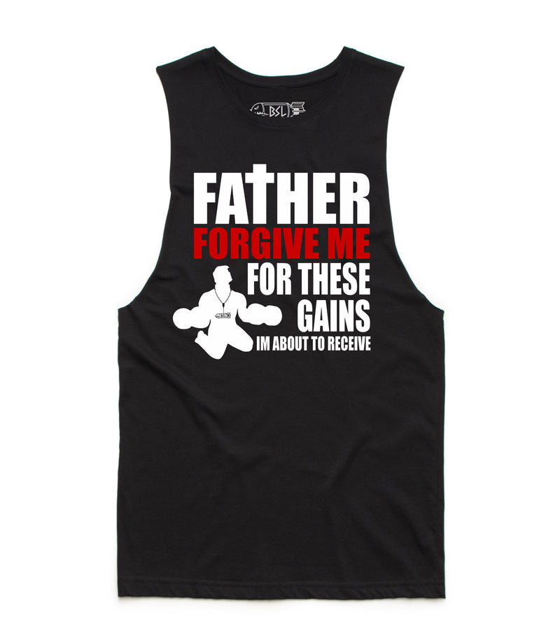 BSL Father Forgive Me Muscle Tank Cut-Offs - Black