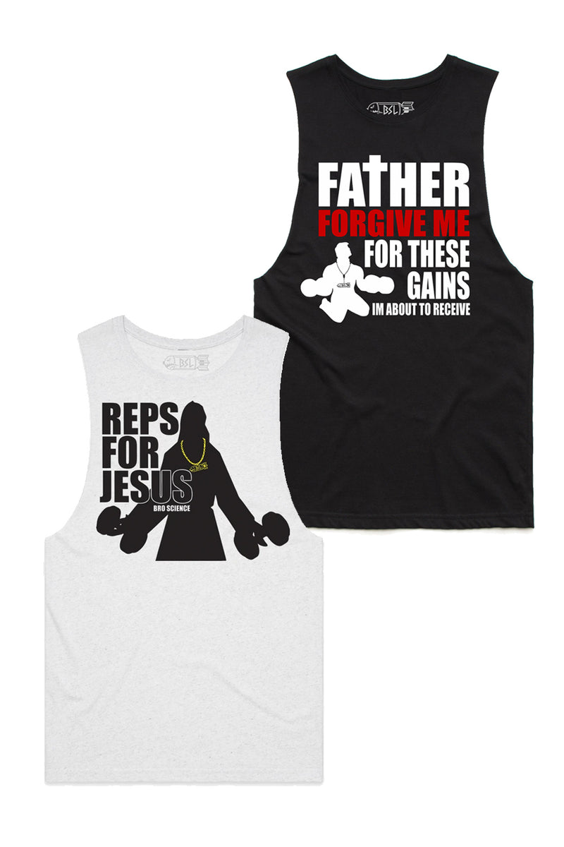 Blessed Bundle (Black Father Forgive & Heather White Reps 4 Jesus Cut-offs)