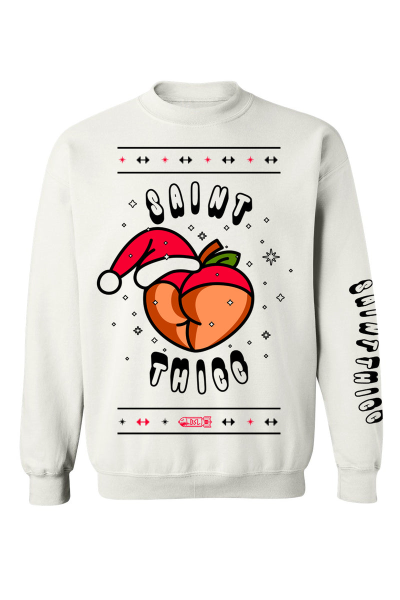 BSL Saint Thicc Christmas Sweater - White