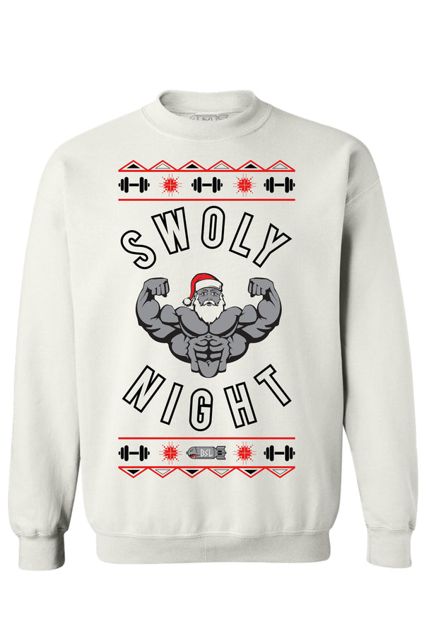 BSL Swoly Night Christmas Sweater - White