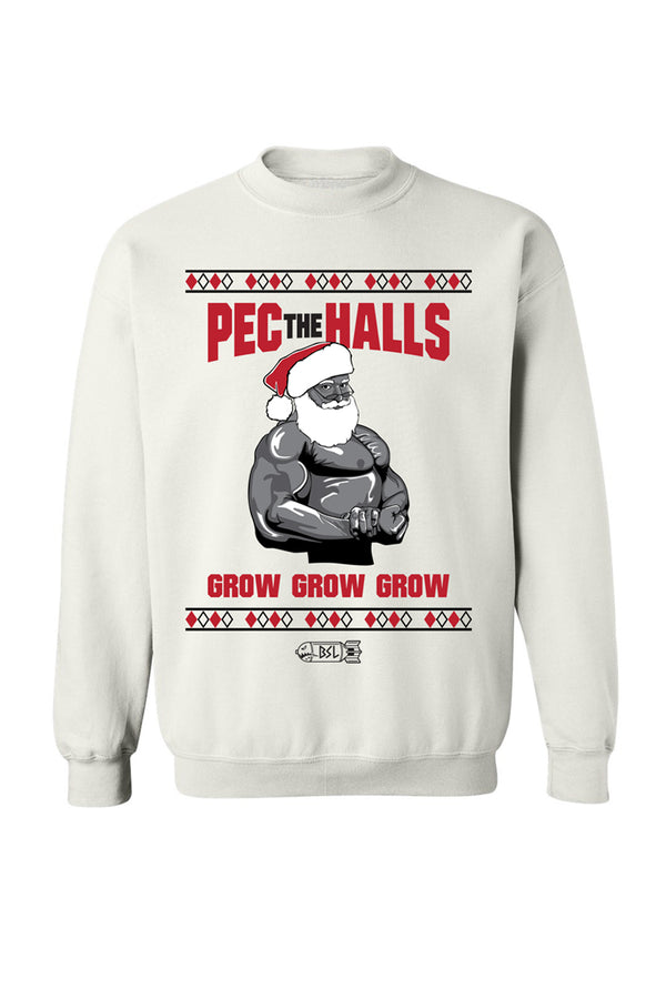 BSL Pec the Halls Christmas Sweater - White