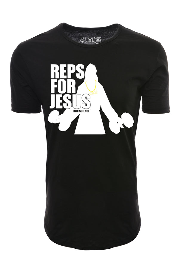 Elongated Reps for Jesus Shirt - Black